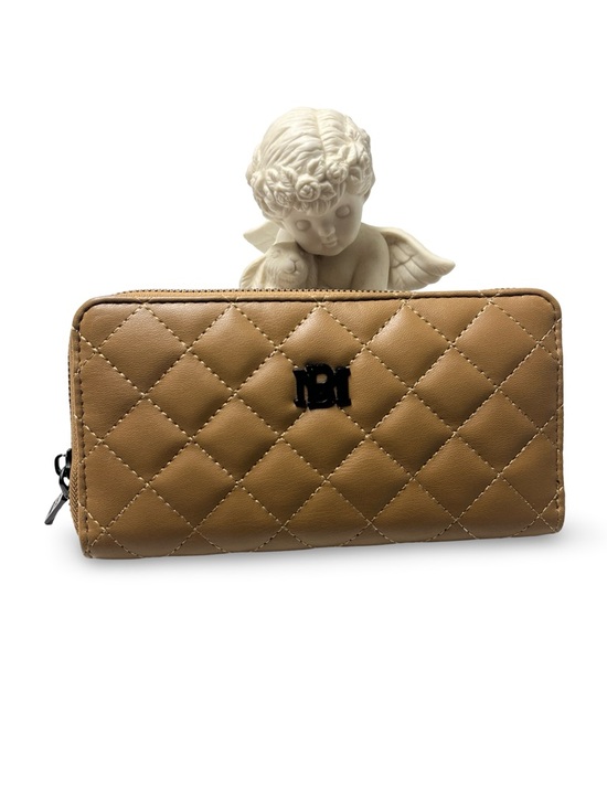 Badgley Mischka Handbags - Badgley Mischka Wallet Quilted Tan Zip-Around - Women's Leather Wallet New Clean